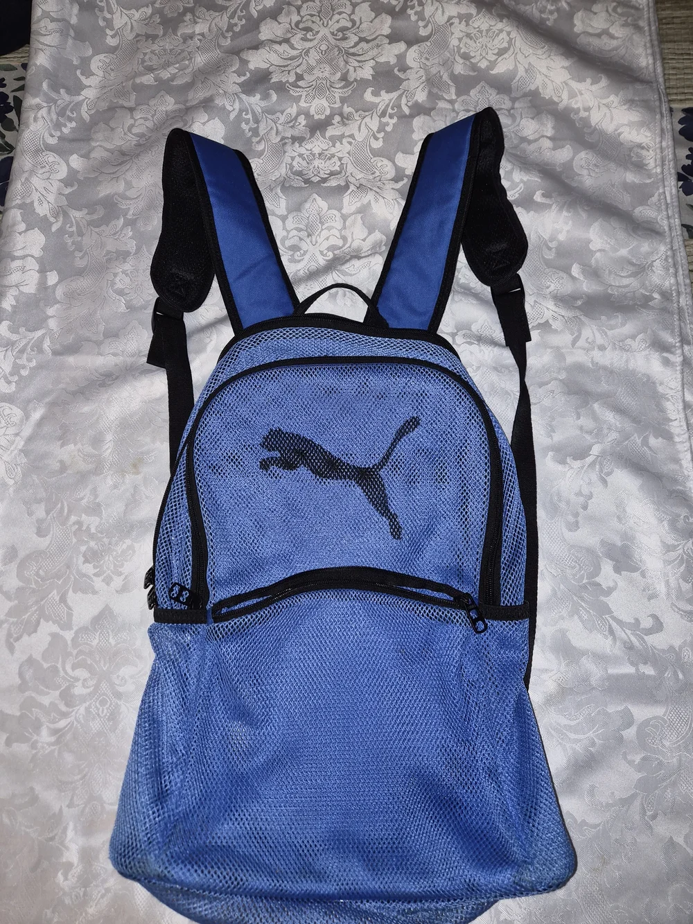 Puma Blue and Black Mesh Backpack